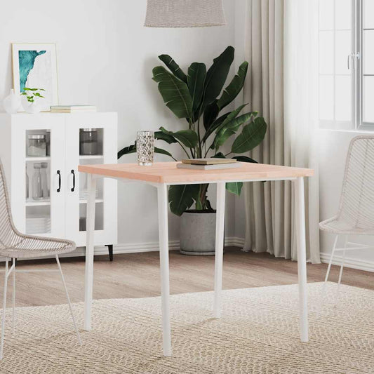 vidaXL Table Top Square Solid Wood Beech assembled with white legs in a dining room setting