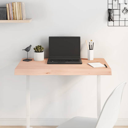 vidaXL Table Top Untreated Solid Wood Oak shown as a desk surface with a laptop and plant