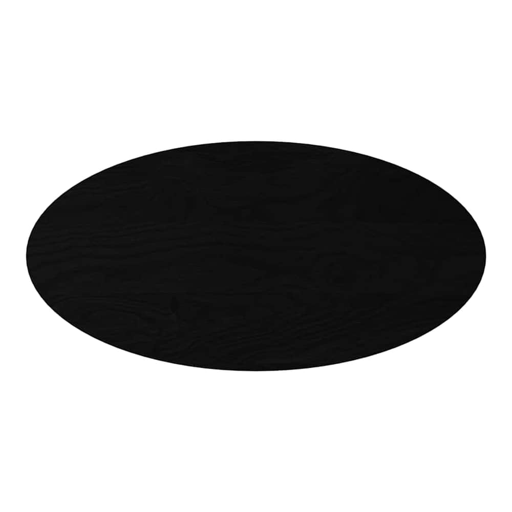 Dark brown oval solid wood oak table top with a wood grain texture