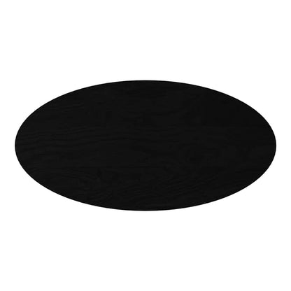 Dark brown oval solid wood oak table top with a wood grain texture