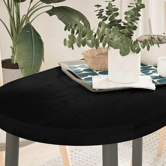 vidaXL Table Top Dark Brown Solid Wood Oak Oval on a tray with plants