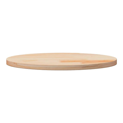 Side profile of the round pine wood table top
