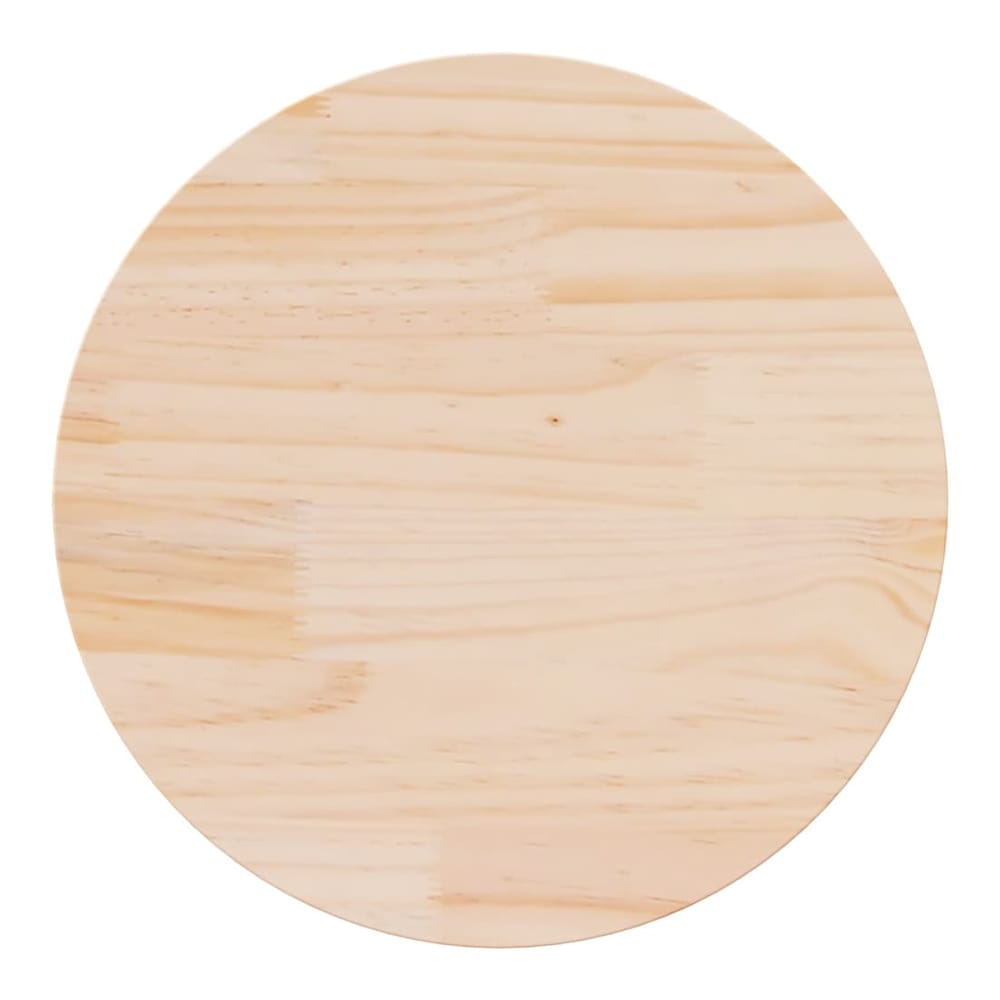 Round pine wood table top with a visible grain pattern