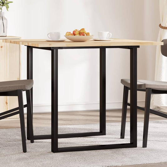 vidaXL Table Top Square Solid Wood Acacia shown with two cups and a bowl of fruit on top