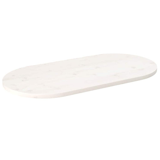 vidaXL Table Top White Solid Wood Pine Oval, a white oval wooden table top on a white background