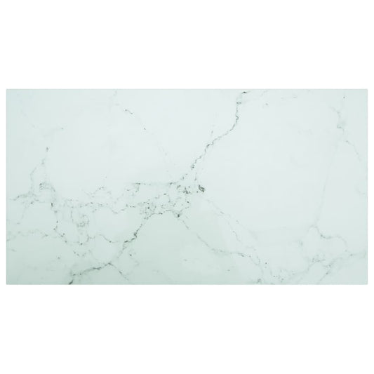 Table Top White 8mm Tempered Glass with Marble Design viewed from directly above