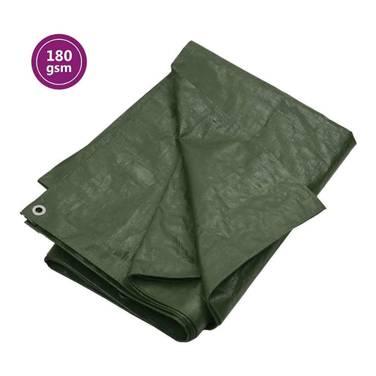 Tarpaulin 180 g/m² Green HDPE folded showing the green side and metal eyelets