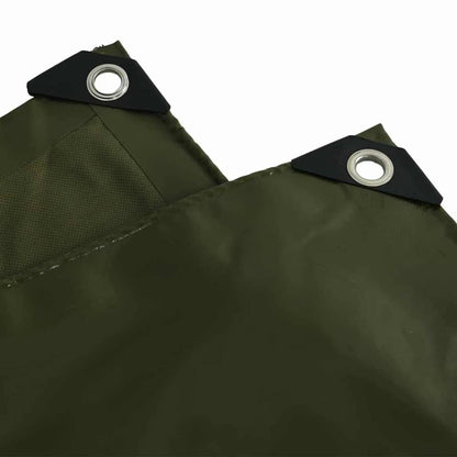 Close-up of the reinforced eyelets on the tarpaulin corners