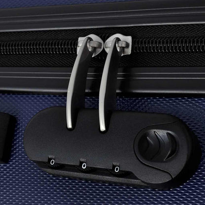 Three Piece Hardcase Trolley Set Blue 45,5/55/66 cm, the suitcase combination lock mechanism with metal zipper pulls