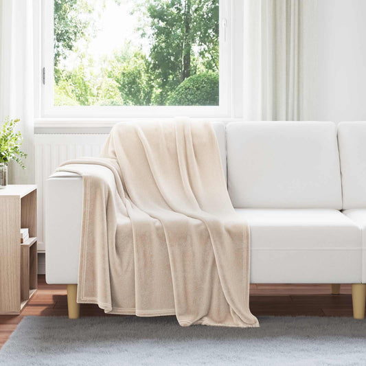 vidaXL Throw Blankets 6 pcs Beige 2.98 kg Fleece draped over a white sofa