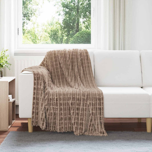 vidaXL Throw Blankets 6 pcs Camel 150 x 130 cm 2.75 kg Fleece draped on a white sofa
