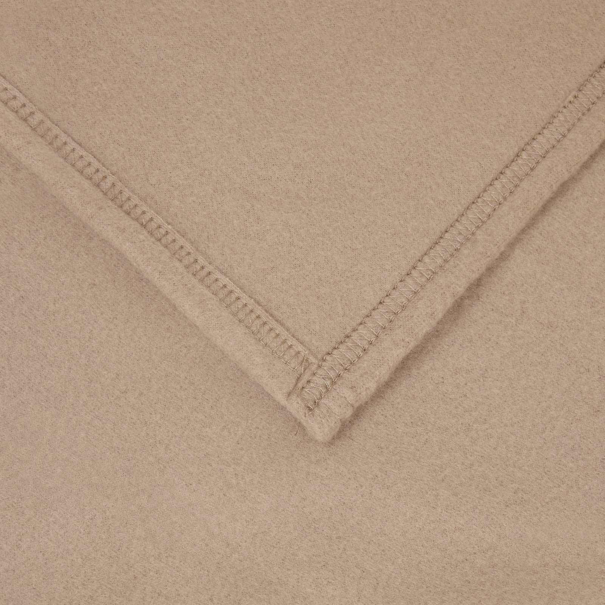 the fleece blanket showing a close-up of the stitched hem and fabric texture