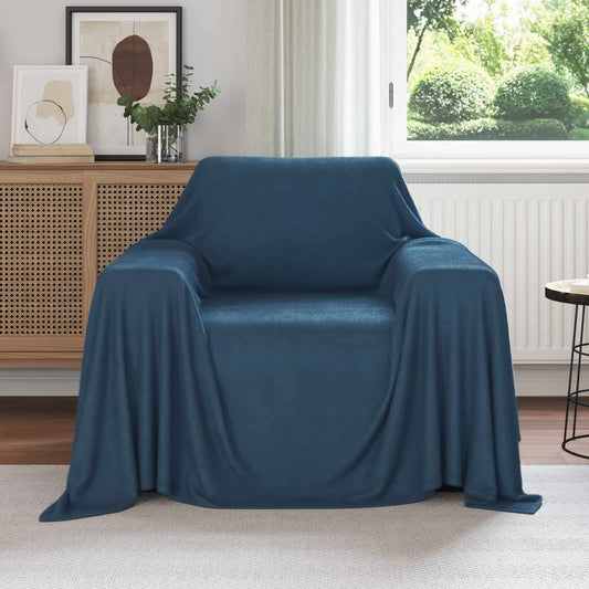 vidaXL Throw Blankets 6 pcs Navy Blue 2.44 kg Fleece draped over an armchair