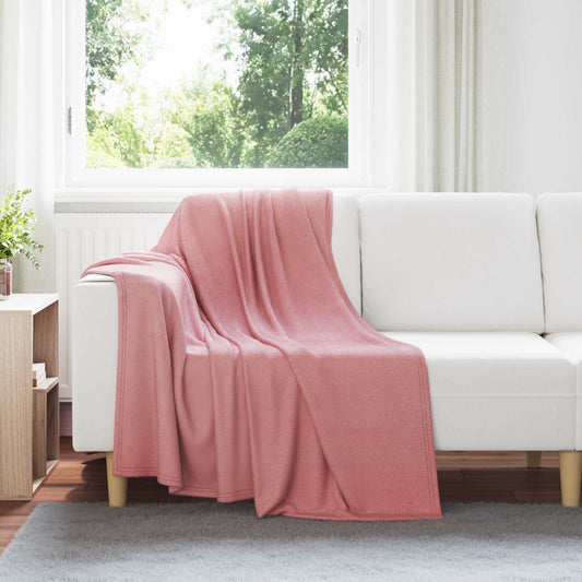 vidaXL Throw Blankets 6 pcs Pink 1.86 kg Fleece draped over a white sofa in a living room