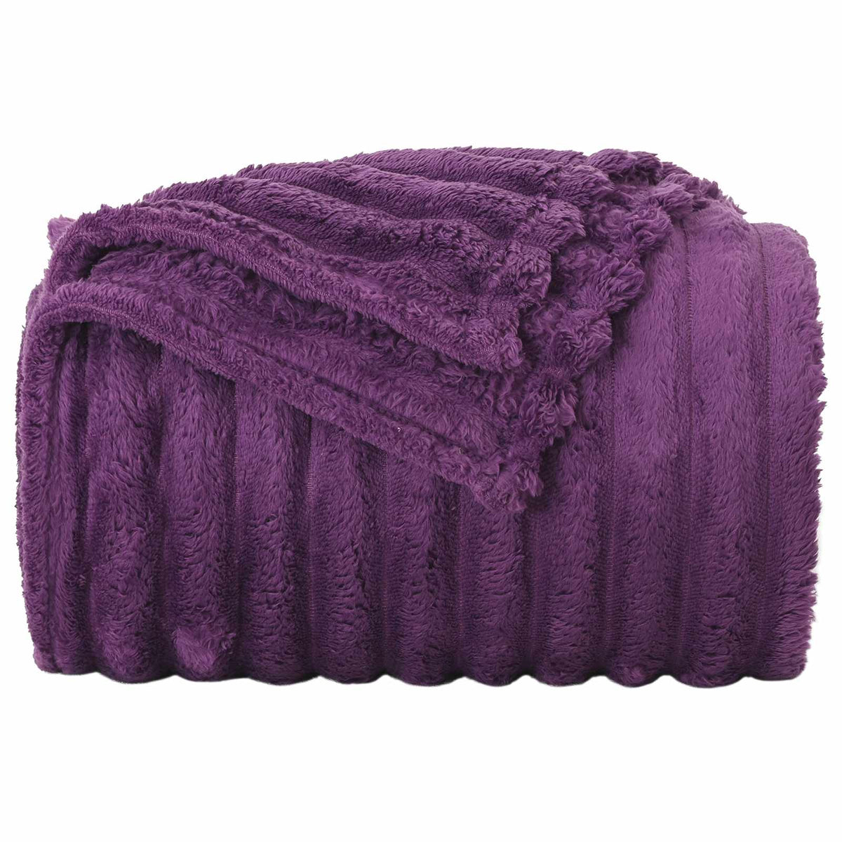 a purple fleece blanket folded