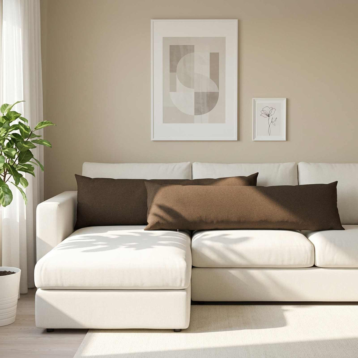 Throw Pillow HEERLEN Fabric 2 Taupe 30 x 30–Ø 30 cm 40 x 145 cm