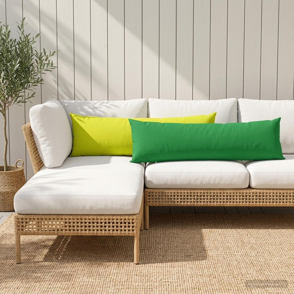 Throw Pillow HEERLEN Polyester 2 Bright green 30 x 30–Ø 50 cm 40 x 145 cm