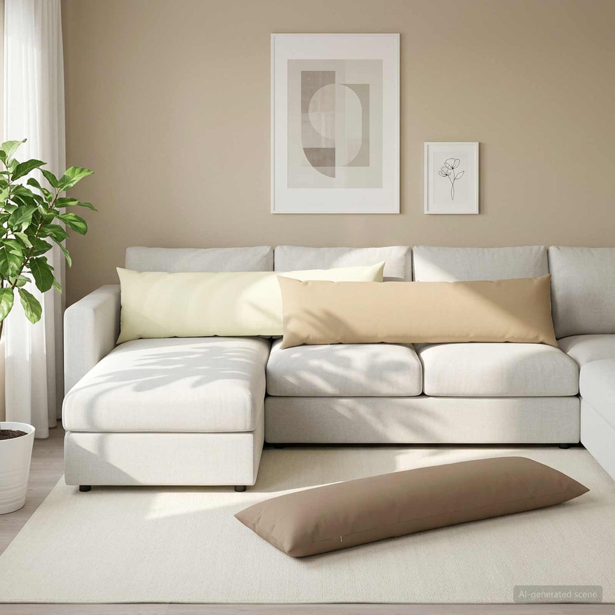Throw Pillow HEERLEN Polyester 2 Cream 40 x 145 cm