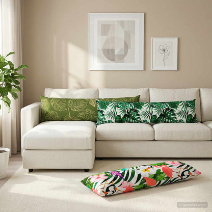 Throw Pillow HEERLEN Polyester 2 Leaf pattern 40 x 145 cm