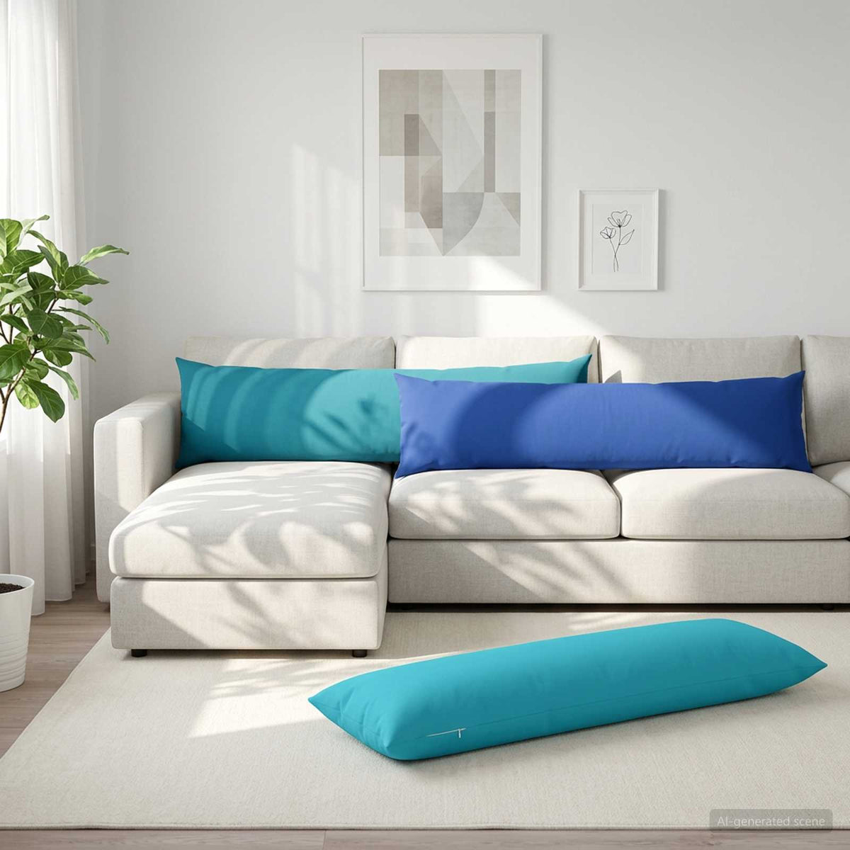 Throw Pillow HEERLEN Polyester 2 Light blue 40 x 145 cm