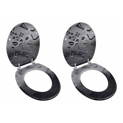 vidaXL Toilet Seats with Lids 2 pcs MDF Water, two toilet seats with a water droplet design