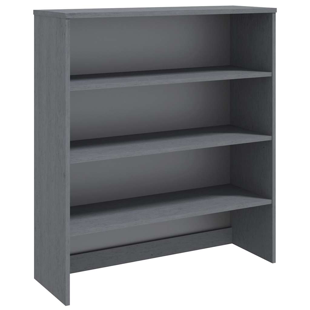 The dark grey wooden highboard top with three open storage shelves