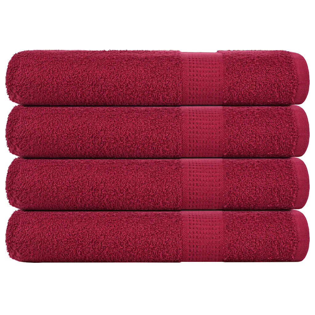 vidaXL Towels FROGN 4 pcs Bordeaux 360 gsm stacked neatly on a plain white background