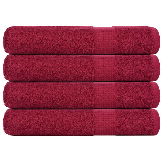 vidaXL Towels FROGN 4 pcs Bordeaux 360 gsm stacked neatly on a plain white background