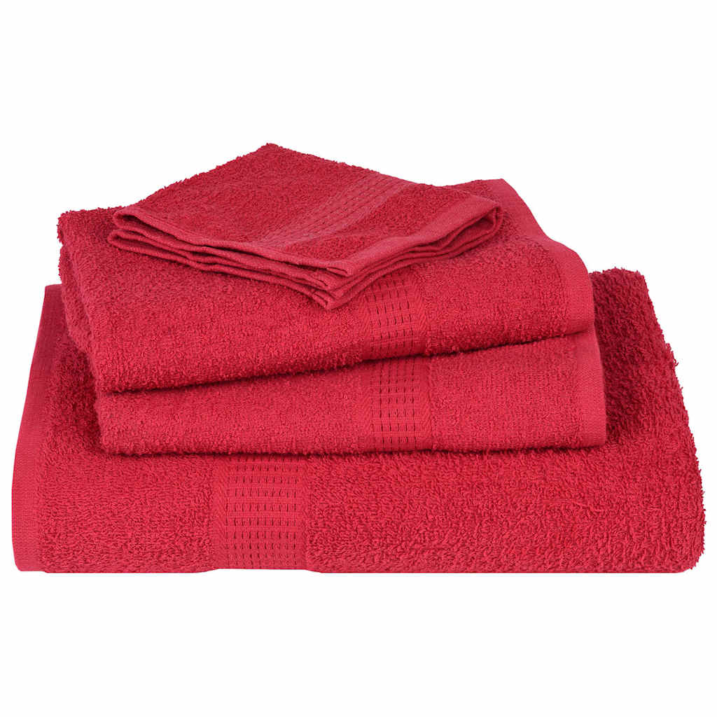the red towels folded in a pile showing the textured border detail