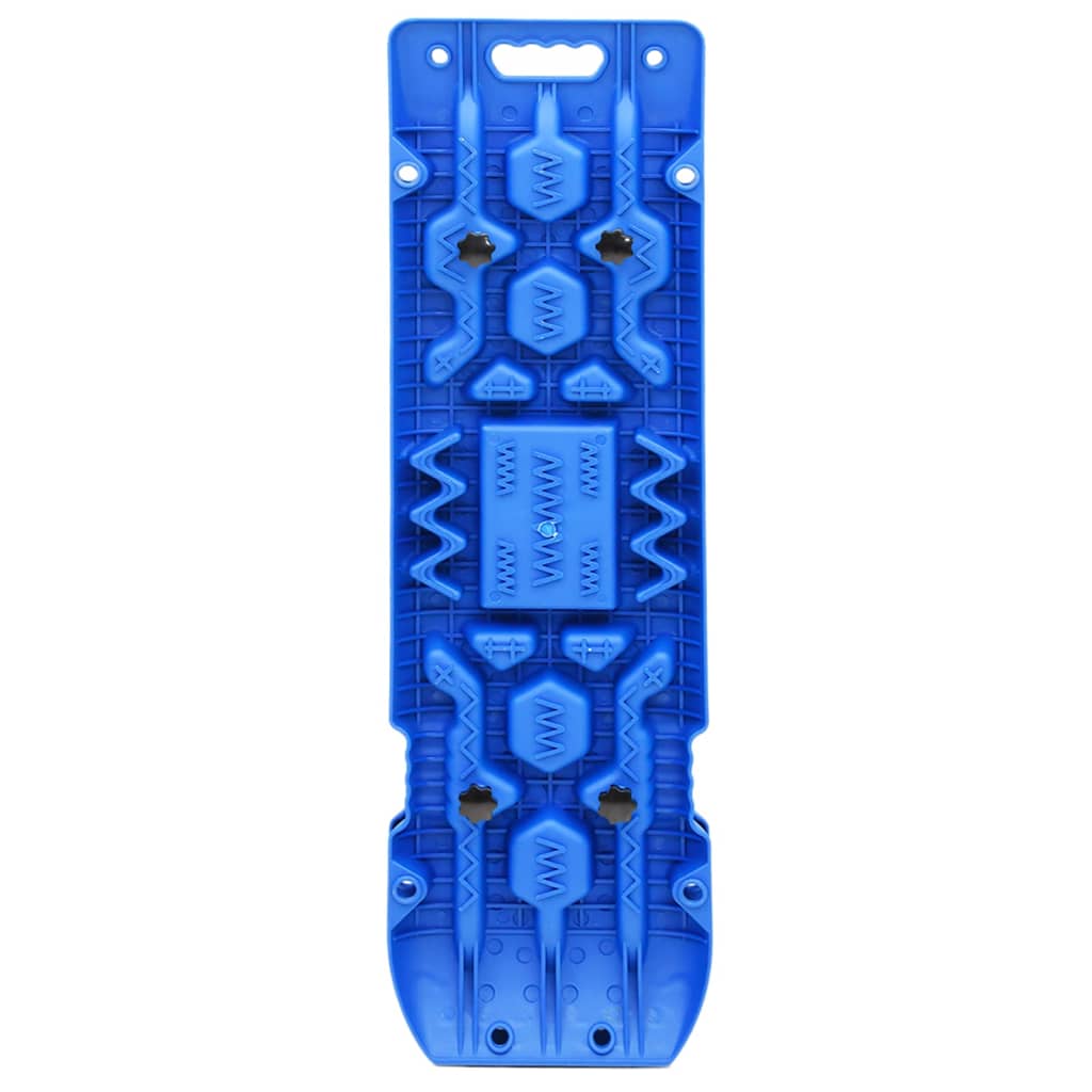 The underside of the blue traction boards showing the structural design