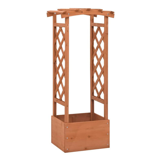 Trellis Planter with Arch Firwood standing on a plain white background