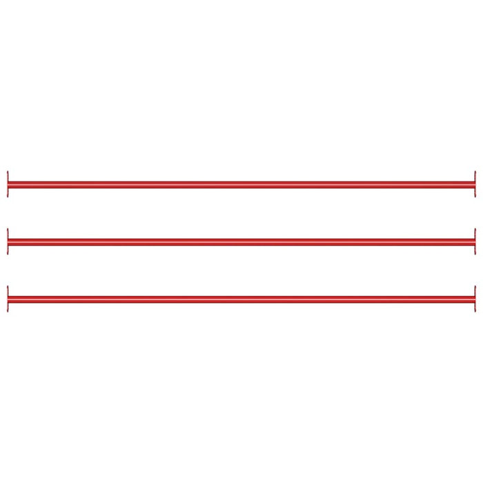 Turning Bars 3 pcs 125 cm Steel Red shown as a set of three identical horizontal red metal bars