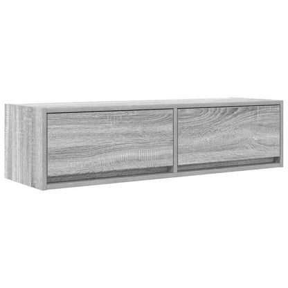 Grey sonoma engineered wood TV cabinet with two drawers, front view