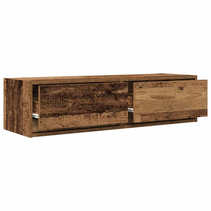The TV cabinet with both storage drawers pulled out to show the internal space