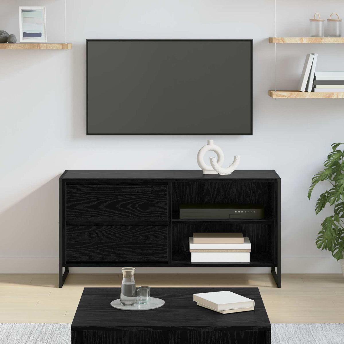 TV Cabinet 100 x 36 x 49.5 cm Engineered Wood Black oak