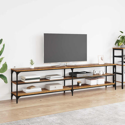 vidaXL TV Cabinet Old Wood Engineered Wood and Iron in a living room with a television on top