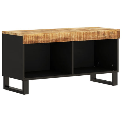 The media storage cabinet shown from a high angle with its two open shelves and black metal legs