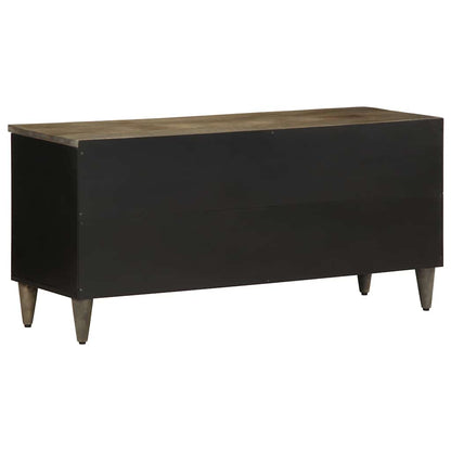 Rear view of the black mango wood TV cabinet showing its construction
