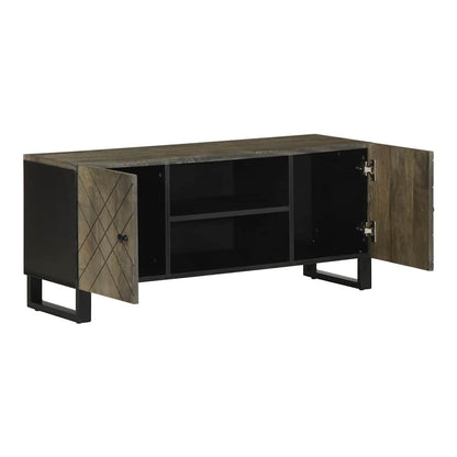 the media storage cabinet with its doors open showing the interior shelving