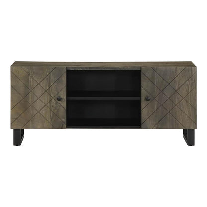 the media storage cabinet with one door open and one closed