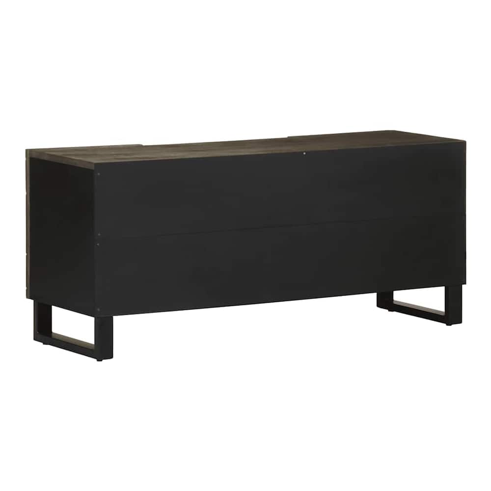 rear view of the media storage cabinet showing its black back panel