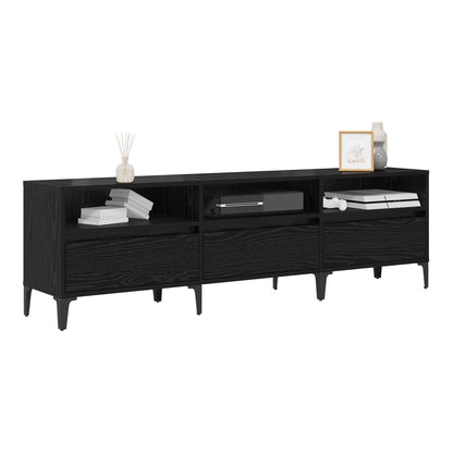 The black oak TV cabinet with media console and storage drawers