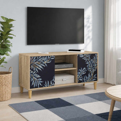 TV Cabinet BONN 102 x 33 x 50 cm Sonoma Engineered Wood Blue fern print