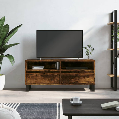 vidaXL TV Cabinet Smoked Oak Engineered Wood shown in a modern living room with a television on top