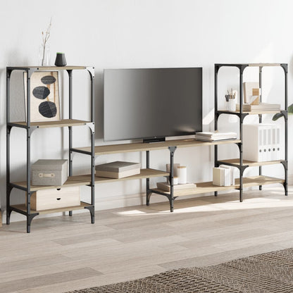 TV Cabinet Sonoma Oak Engineered Wood, the entertainment centre and TV stand in a living room with a TV and decor