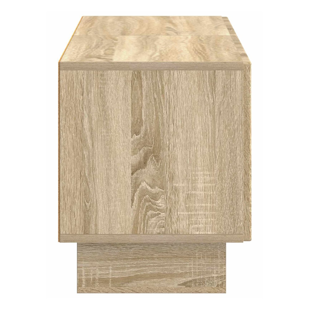 A side view of the TV cabinet, highlighting its construction and finish