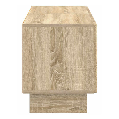 A side view of the TV cabinet, highlighting its construction and finish