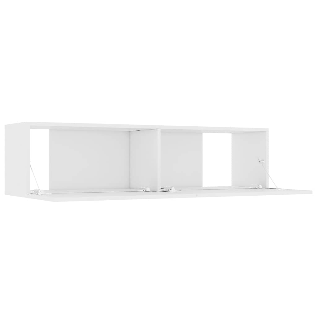 The white engineered wood TV cabinet with one door open
