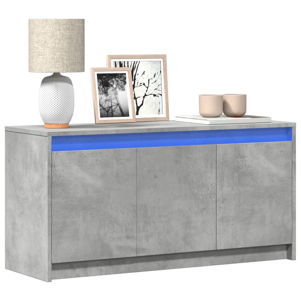 TV Cabinet with LED 100x34x50 cm Engineered Wood Concrete grey
