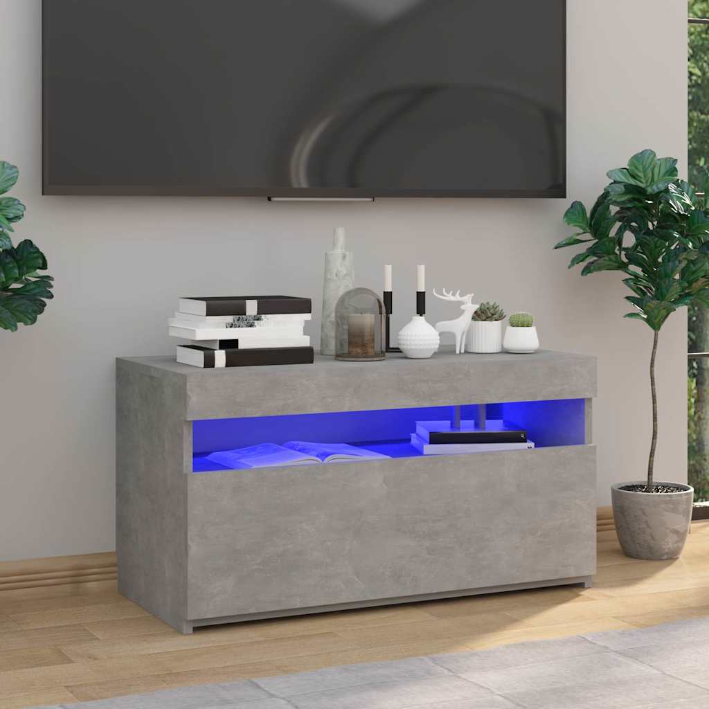 TV Cabinet with LED Lights 75x35x40 cm 1 Width 75 cm Concrete grey